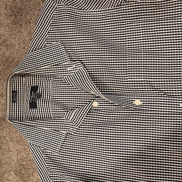 J Crew Men's Black and White Checkered Shirt - Picture 2 of 5